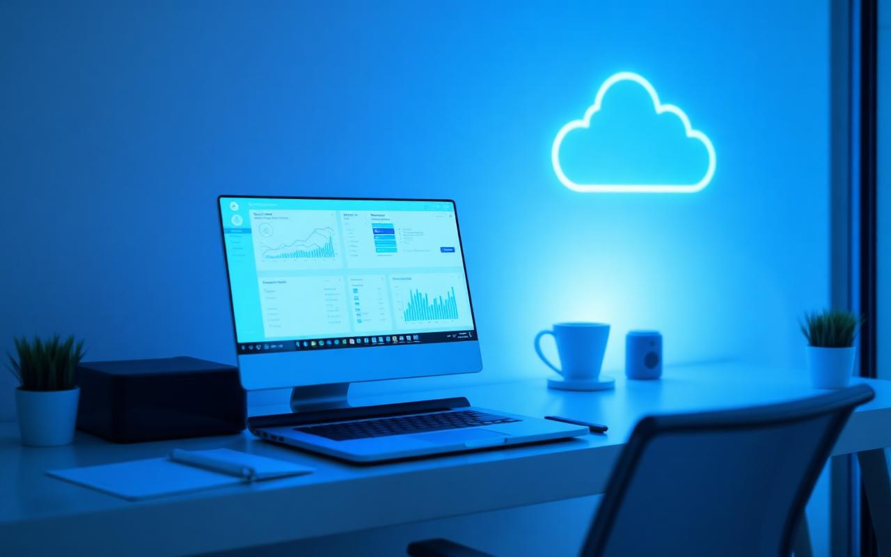 Ambiente de trabalho moderno com aplicações em nuvem
